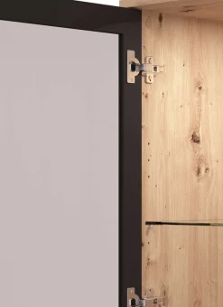 Home affaire Vitrine »Mayenne Vitrinenschrank, Standvitrine, Showcase, B/H: 54,5/195 cm« Holztür mit Rillen-Optik, Glastür, Modernes Design