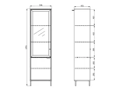 Home affaire Vitrine »Mayenne Vitrinenschrank, Standvitrine, Showcase, B/H: 54,5/195 cm« Holztür mit Rillen-Optik, Glastür, Modernes Design