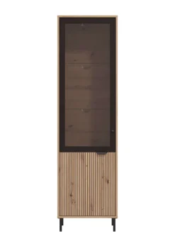 Home affaire Vitrine »Mayenne Vitrinenschrank, Standvitrine, Showcase, B/H: 54,5/195 cm« Holztür mit Rillen-Optik, Glastür, Modernes Design