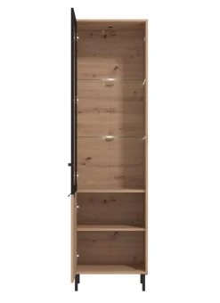 Home affaire Vitrine »Mayenne Vitrinenschrank, Standvitrine, Showcase, B/H: 54,5/195 cm« Holztür mit Rillen-Optik, Glastür, Modernes Design
