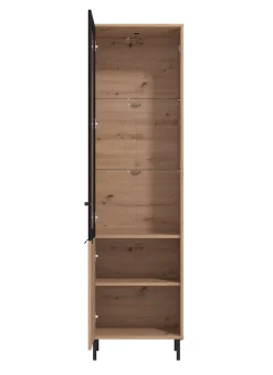 Home affaire Vitrine »Mayenne Vitrinenschrank, Standvitrine, Showcase, B/H: 54,5/195 cm« Holztür mit Rillen-Optik, Glastür, Modernes Design
