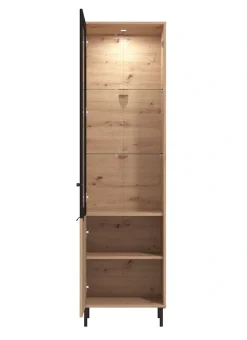 Home affaire Vitrine »Mayenne Vitrinenschrank, Standvitrine, Showcase, B/H: 54,5/195 cm« Holztür mit Rillen-Optik, Glastür, Modernes Design
