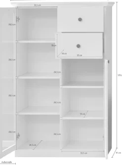 Home affaire Vitrine »Örebro« zeitloser Landhausstil, mit Vollauszug, Beleuchtung optional