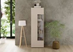 Home affaire Vitrine »RIO, Höhe 187 cm, Hochschrank mit 1 Tür, Anrichte, Standvitrine« Vitrinenschrank, geriffelte MDF-Front, modern, elegant, geräumig