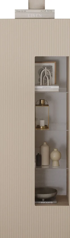 Home affaire Vitrine »RIO, Höhe 187 cm, Hochschrank mit 1 Tür, Anrichte, Standvitrine« Vitrinenschrank, geriffelte MDF-Front, modern, elegant, geräumig