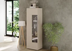 Home affaire Vitrine »RIO, Höhe 187 cm, Hochschrank mit 1 Tür, Anrichte, Standvitrine« Vitrinenschrank, geriffelte MDF-Front, modern, elegant, geräumig
