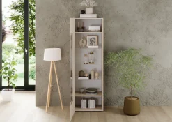 Home affaire Vitrine »RIO, Höhe 187 cm, Hochschrank mit 1 Tür, Anrichte, Standvitrine« Vitrinenschrank, geriffelte MDF-Front, modern, elegant, geräumig