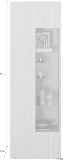 Home affaire Vitrine »RIO, Höhe 187 cm, Hochschrank mit 1 Tür, Anrichte, Standvitrine« Vitrinenschrank, geriffelte MDF-Front, modern, elegant, geräumig