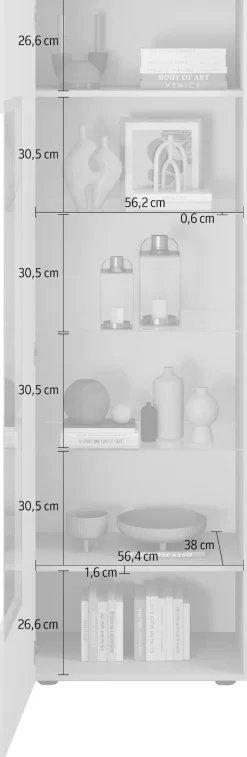 Home affaire Vitrine »RIO, Höhe 187 cm, Hochschrank mit 1 Tür, Anrichte, Standvitrine« Vitrinenschrank, geriffelte MDF-Front, modern, elegant, geräumig