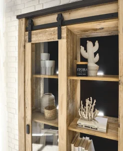 Home affaire Vitrine »Sherwood, Hochschrank im Industrial-Style, moderne Glasvitrine« Scheunentorbeschlag und Apothekergriffe aus Metall, Höhe 201 cm