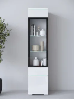 Home affaire Vitrine »Vera, Glasvitrine, Höhe 130 cm, in verschiedenen Farbausführungen« 1 Stk. tlg. LED-Beleuchtung, Türanschlag frei wählbar, stehend/hängend
