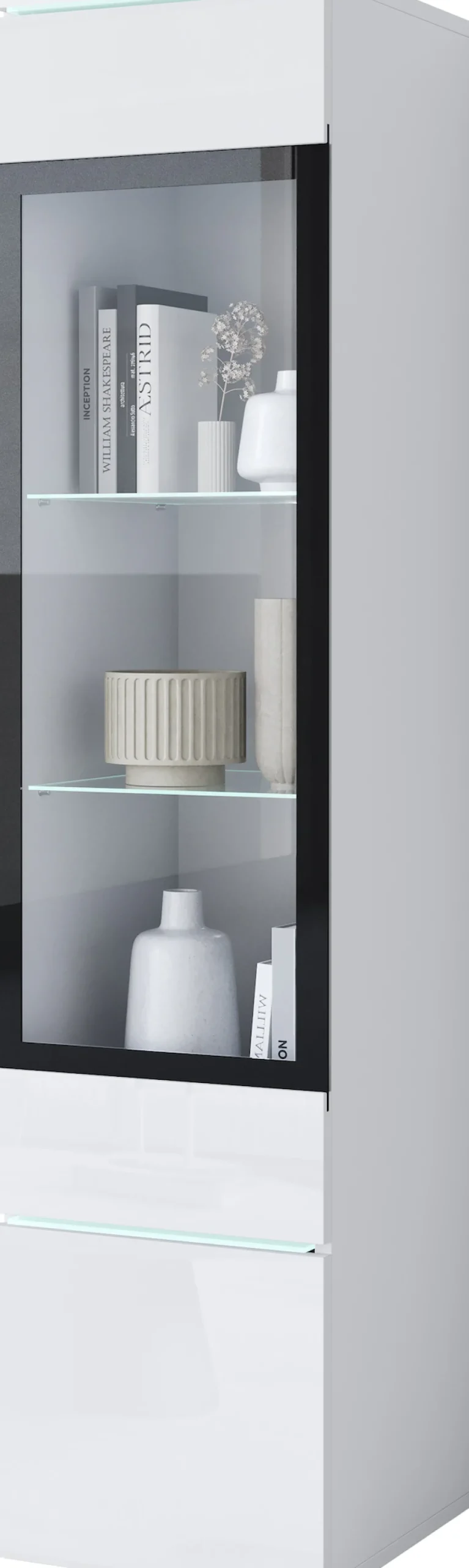 Home affaire Vitrine »Vera, Glasvitrine, Höhe 130 cm, in verschiedenen Farbausführungen« 1 Stk. tlg. LED-Beleuchtung, Türanschlag frei wählbar, stehend/hängend