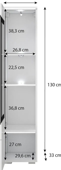 Home affaire Vitrine »Vera, Glasvitrine, Höhe 130 cm, in verschiedenen Farbausführungen« 1 Stk. tlg. LED-Beleuchtung, Türanschlag frei wählbar, stehend/hängend