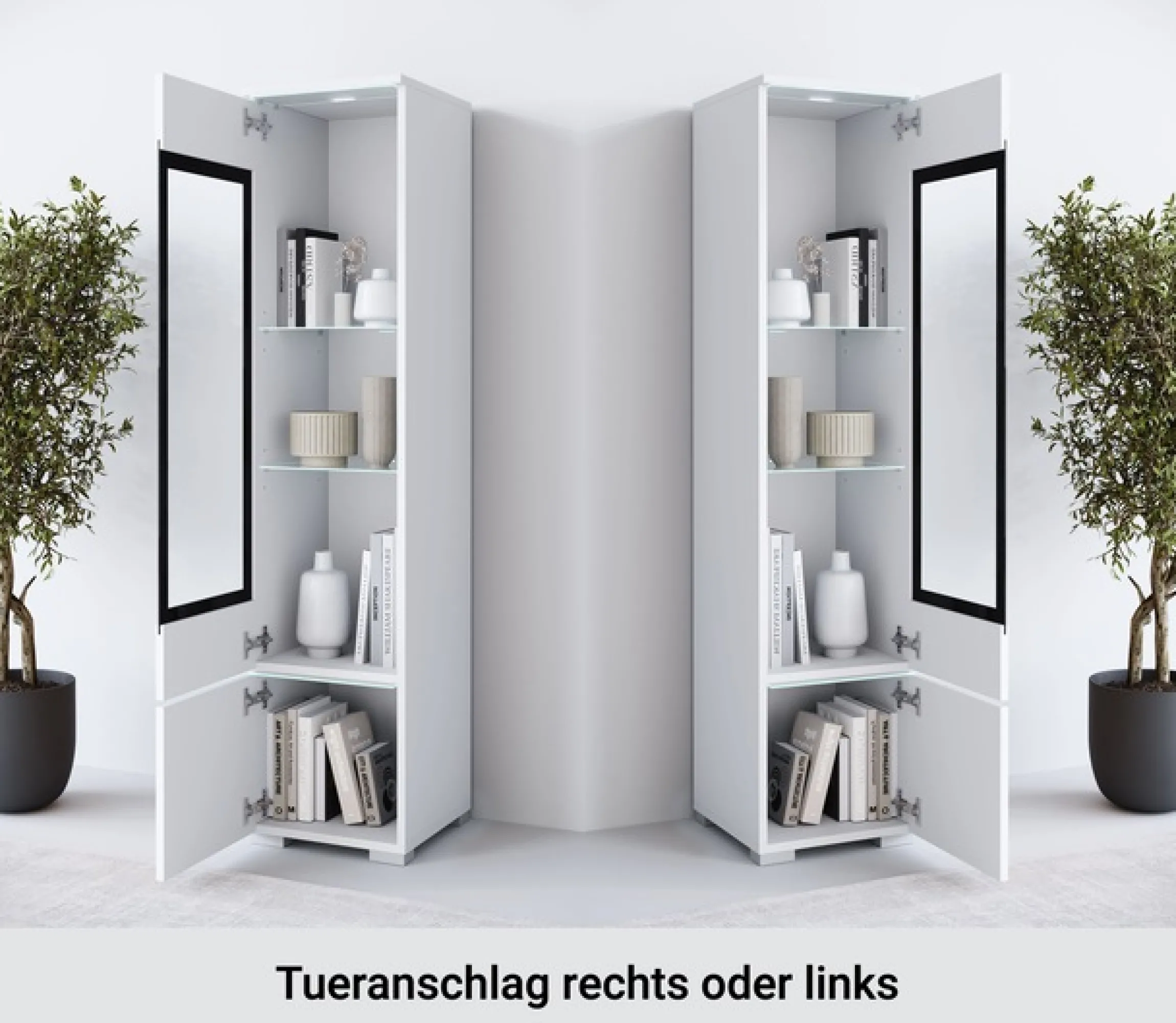 Home affaire Vitrine »Vera, Glasvitrine, Höhe 130 cm, in verschiedenen Farbausführungen« 1 Stk. tlg. LED-Beleuchtung, Türanschlag frei wählbar, stehend/hängend