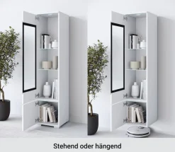 Home affaire Vitrine »Vera, Glasvitrine, Höhe 130 cm, in verschiedenen Farbausführungen« 1 Stk. tlg. LED-Beleuchtung, Türanschlag frei wählbar, stehend/hängend
