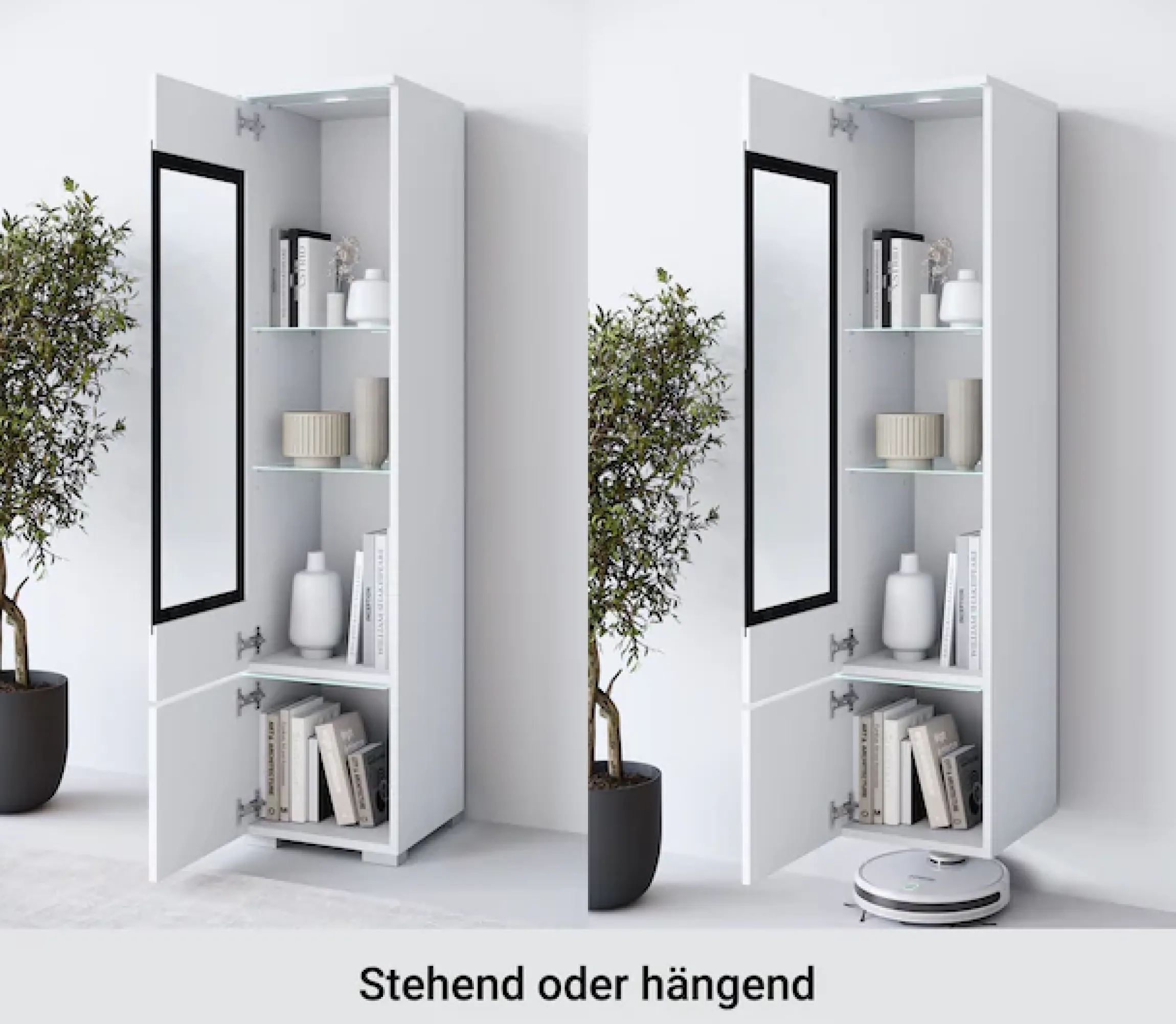 Home affaire Vitrine »Vera, Glasvitrine, Höhe 130 cm, in verschiedenen Farbausführungen« 1 Stk. tlg. LED-Beleuchtung, Türanschlag frei wählbar, stehend/hängend