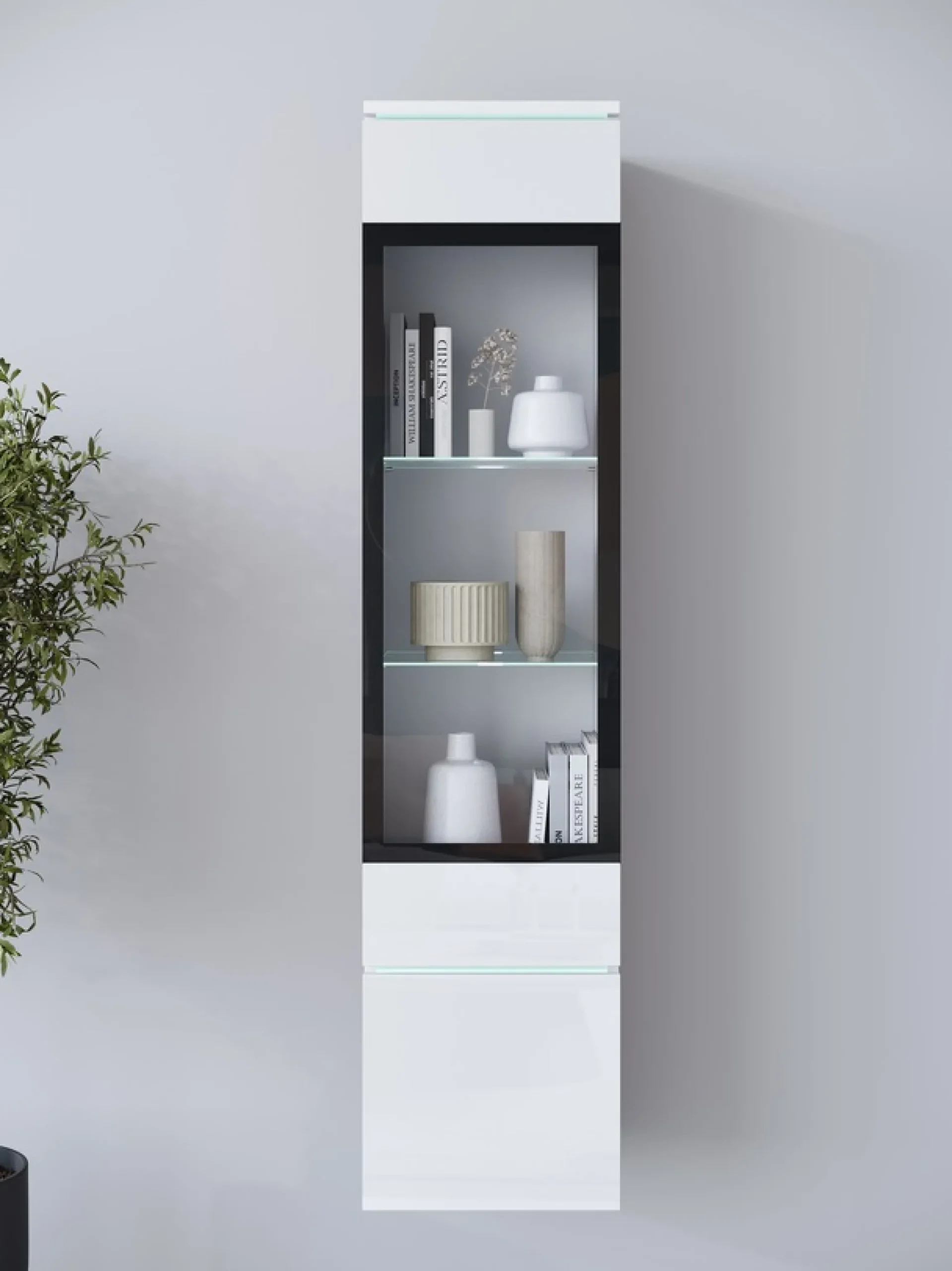 Home affaire Vitrine »Vera, Glasvitrine, Höhe 130 cm, in verschiedenen Farbausführungen« 1 Stk. tlg. LED-Beleuchtung, Türanschlag frei wählbar, stehend/hängend