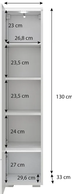 Home affaire Vitrine »Vera, Höhe 130 cm, in verschiedenen Farbausführungen« 1 Stk. tlg. LED-Beleuchtung, Türanschlag frei wählbar, stehend/hängend