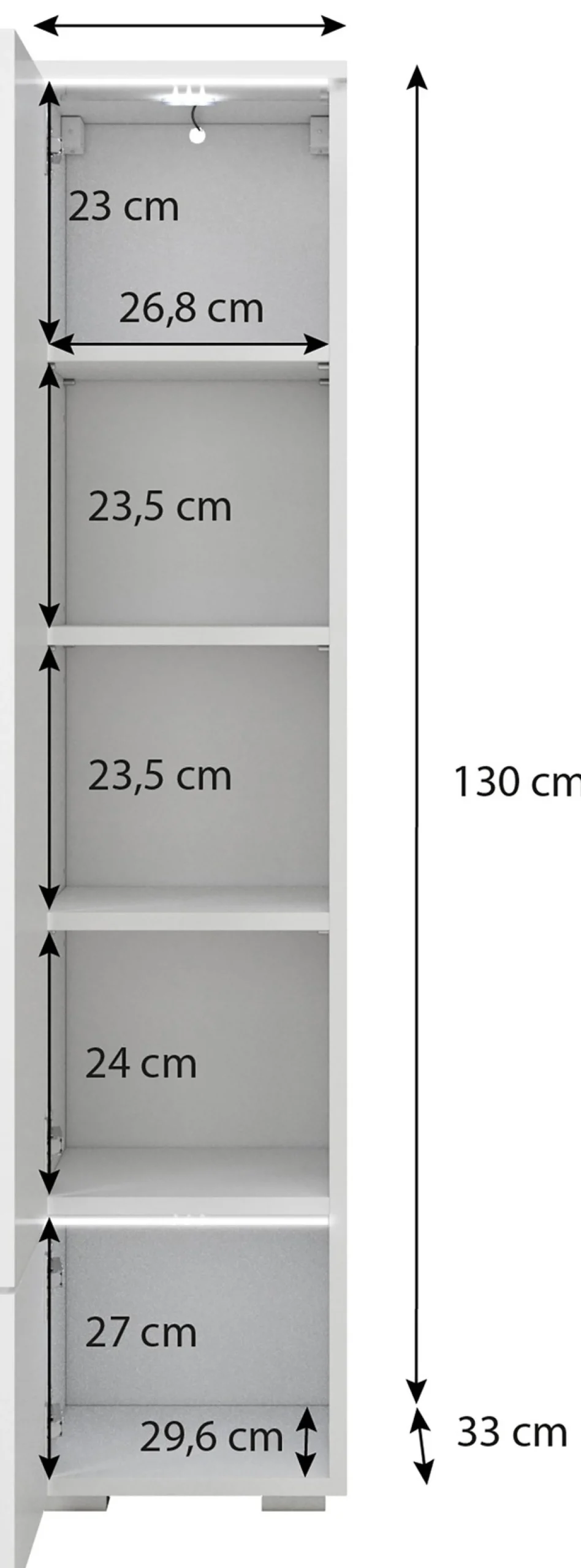 Home affaire Vitrine »Vera, Höhe 130 cm, in verschiedenen Farbausführungen« 1 Stk. tlg. LED-Beleuchtung, Türanschlag frei wählbar, stehend/hängend
