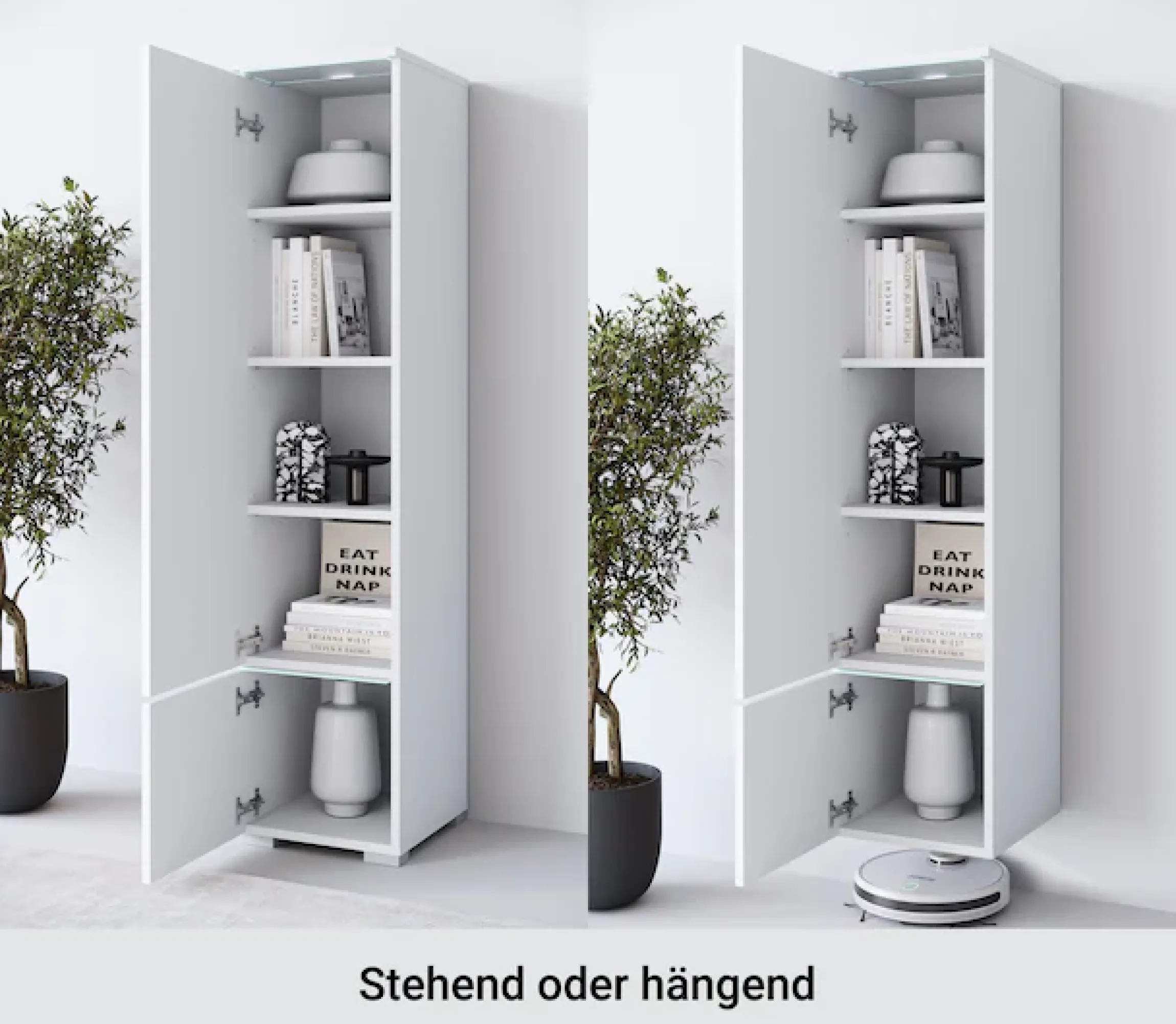 Home affaire Vitrine »Vera, Höhe 130 cm, in verschiedenen Farbausführungen« 1 Stk. tlg. LED-Beleuchtung, Türanschlag frei wählbar, stehend/hängend