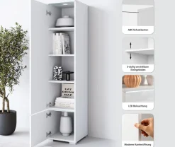 Home affaire Vitrine »Vera, Höhe 130 cm, in verschiedenen Farbausführungen« 1 Stk. tlg. LED-Beleuchtung, Türanschlag frei wählbar, stehend/hängend