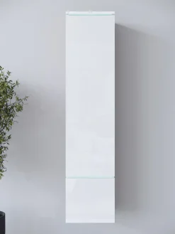 Home affaire Vitrine »Vera, Höhe 130 cm, in verschiedenen Farbausführungen« 1 Stk. tlg. LED-Beleuchtung, Türanschlag frei wählbar, stehend/hängend