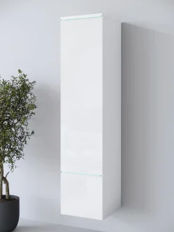 Home affaire Vitrine »Vera, Höhe 130 cm, in verschiedenen Farbausführungen« 1 Stk. tlg. LED-Beleuchtung, Türanschlag frei wählbar, stehend/hängend