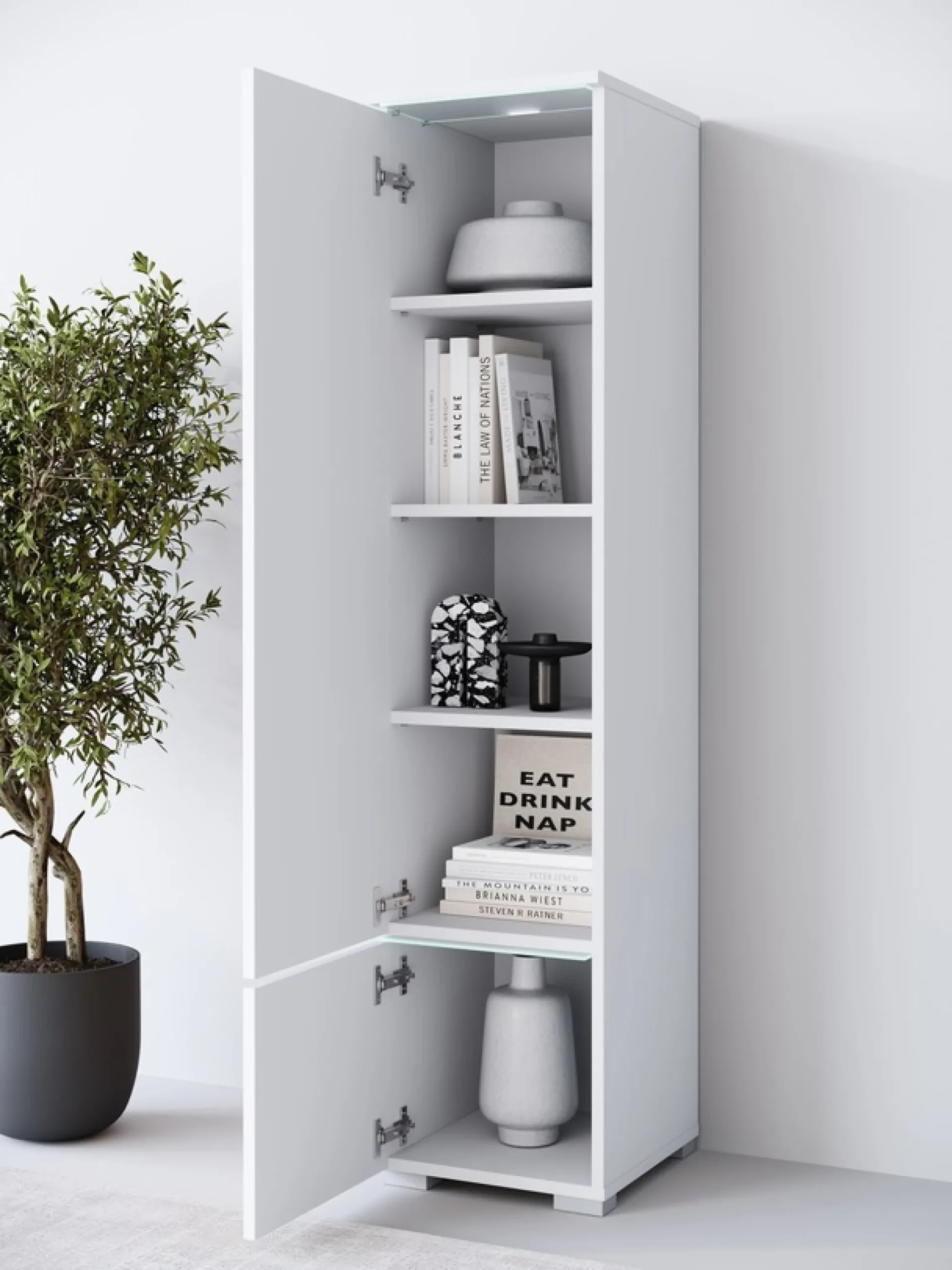Home affaire Vitrine »Vera, Höhe 130 cm, in verschiedenen Farbausführungen« 1 Stk. tlg. LED-Beleuchtung, Türanschlag frei wählbar, stehend/hängend
