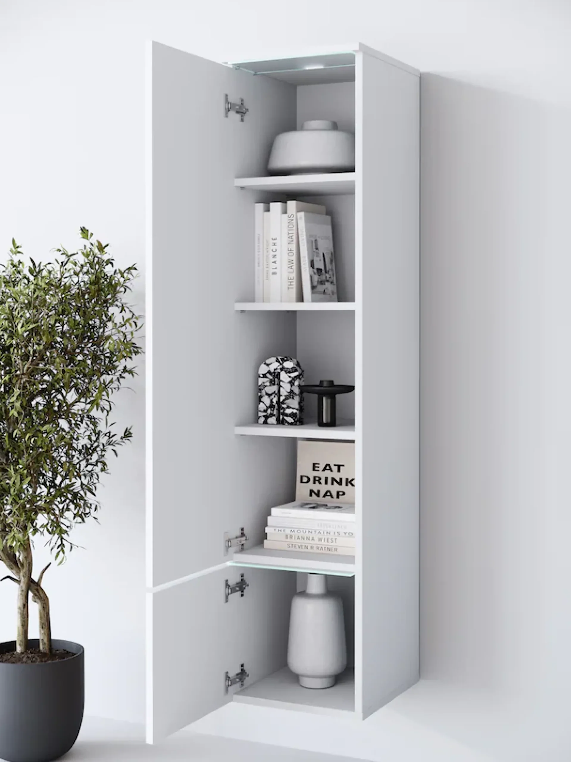 Home affaire Vitrine »Vera, Höhe 130 cm, in verschiedenen Farbausführungen« 1 Stk. tlg. LED-Beleuchtung, Türanschlag frei wählbar, stehend/hängend