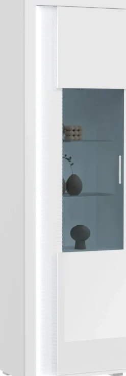 Home affaire Vitrine »Viborg, Höhe 202cm, ink. vertikaler Frontbeleuchtung, li/re montierbar« 1 Tür, 6 Fächer, 2 Glaseinlegeböden, 1 höhenverstellbarer Einlegeboden