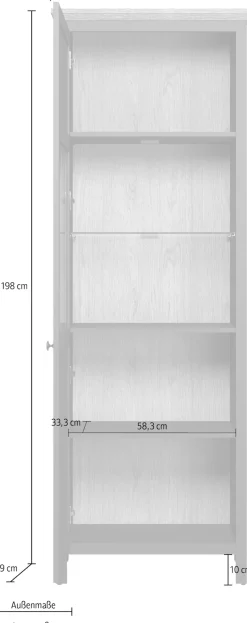 Home affaire Vitrine »Vienna« 1 Stk. tlg. Standvitrine mit Beleuchtung und 5 Fächern im Landhausstil