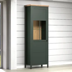 Home affaire Vitrine »Vienna« 1 Stk. tlg. Standvitrine mit Beleuchtung und 5 Fächern im Landhausstil