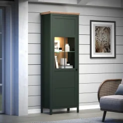 Home affaire Vitrine »Vienna« 1 Stk. tlg. Standvitrine mit Beleuchtung und 5 Fächern im Landhausstil