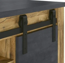 Home affaire Vitrine »York, moderner Hochschrank, Schrank in Hunton Oak Dekor« mit Apothekergriffen aus Metall, Industrialdesign, 200 cm hoch