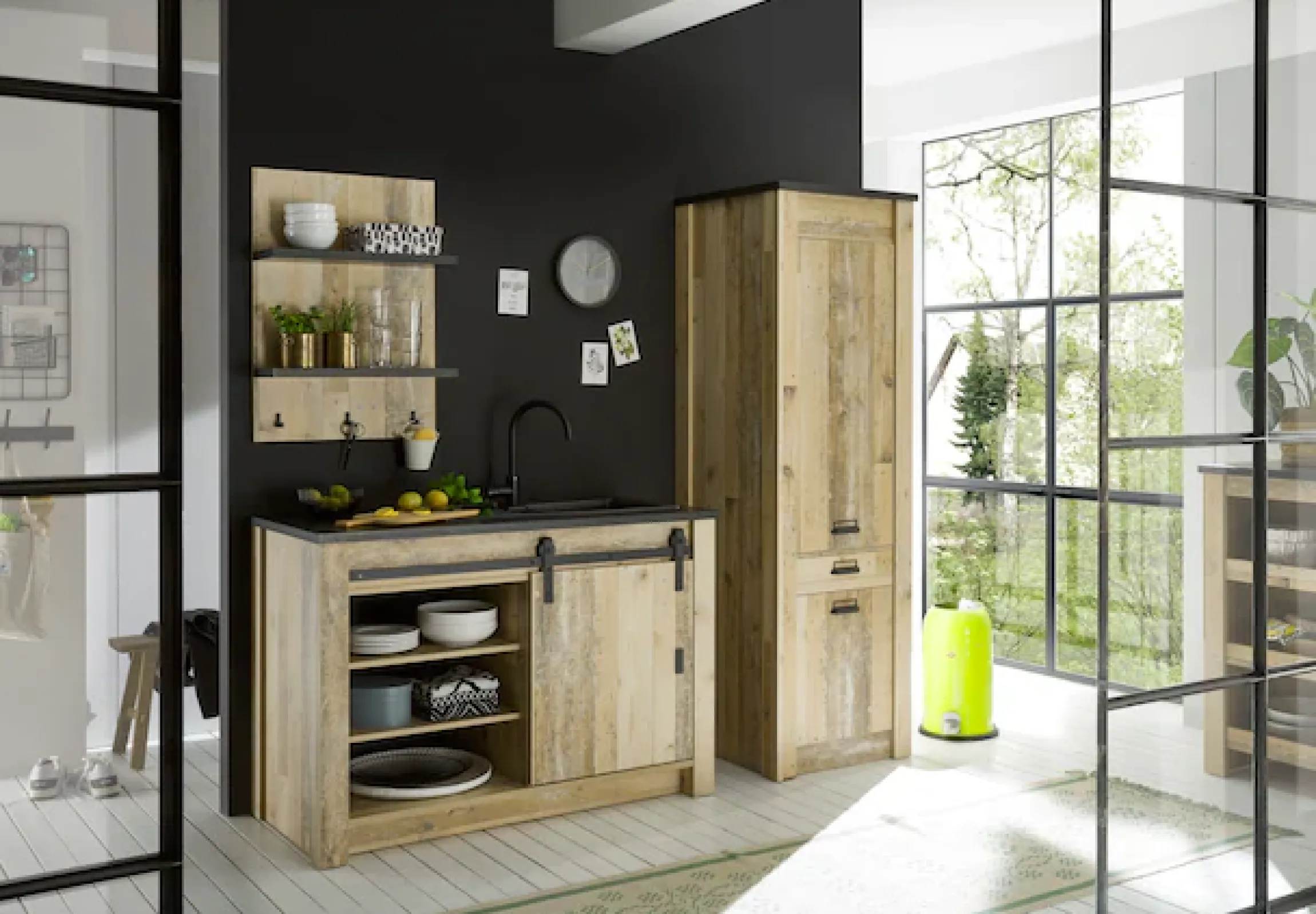 Home affaire Vorratsschrank »Sherwood« mit Apothekergriffen aus Metall, Tiefe 64 cm