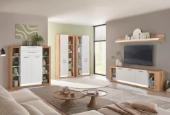 Home affaire Wandboard »Brixen, modernes Wandregal, Hängeregal mit Ablage« vielseitig einsetzbares Hängeregal, Weiß mit Eiche Evoke Dekor