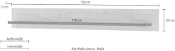 Home affaire Wandboard »Cornwall, Wandregal im Landhausstil, Wandhalter mit Ablagefläche« 1 Stk. tlg. vielseitig einsetzbares Hängeregal, Breite 150 cm, warmes Eiche Dekor