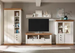 Home affaire Wandboard »Cremona, modernes Wandregal, Wandhalter mit Ablagefach, 146 cm breit« vielseitig einsetzbares Hängeregal, in Pinie Weiß mit Wotan Eiche