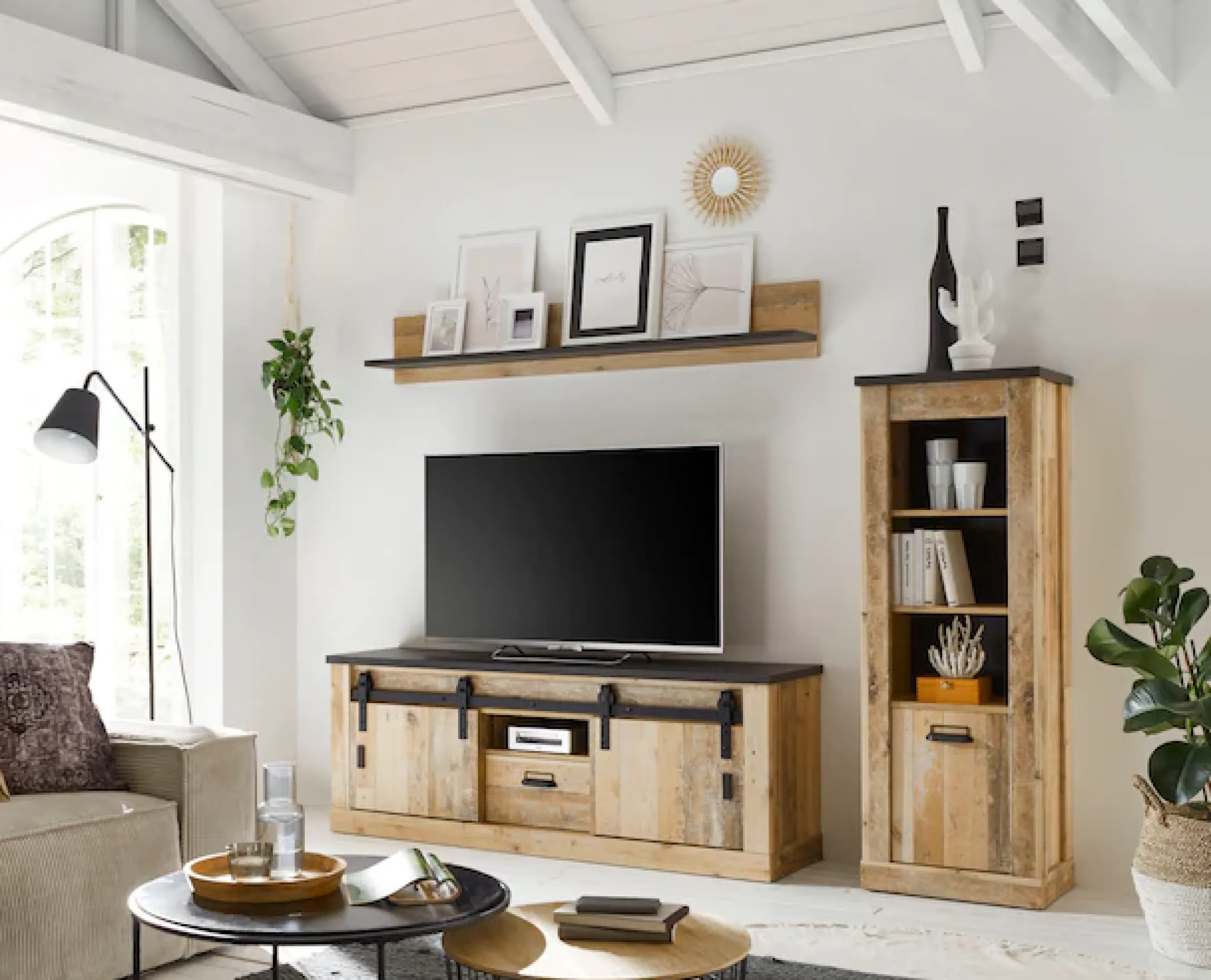 Home affaire Wandregal »Sherwood, Wandboard im Industrial-Style, Wandhalter, Hängeregal« mit Ablagefläche, vielseitig einsetzbar, 160 cm breit