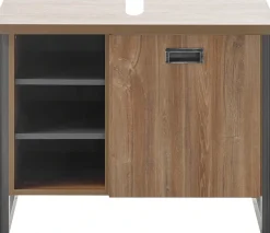 Home affaire Waschbeckenunterschrank »Detroit, Waschtisch mit Apothekergriff, Badschrank im Industrialdesign« Eiche Dekor, mit offenen Fächern & Stauraum, Breite 81 cm