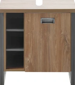 Home affaire Waschbeckenunterschrank »Detroit, Waschtisch mit Apothekergriff, Badschrank im Industrialdesign« Eiche Dekor, mit offenen Fächern & Stauraum, Breite 61 cm