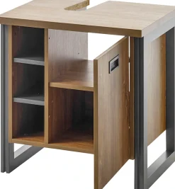 Home affaire Waschbeckenunterschrank »Detroit, Waschtisch mit Apothekergriff, Badschrank im Industrialdesign« Eiche Dekor, mit offenen Fächern & Stauraum, Breite 61 cm