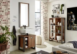 Home affaire Waschbeckenunterschrank »Detroit, Waschtisch mit Apothekergriff, Badschrank im Industrialdesign« Eiche Dekor, mit offenen Fächern & Stauraum, Breite 61 cm