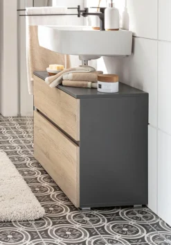 Home affaire Waschbeckenunterschrank »Wisla« Siphonausschnitt, Push-to-open-Funktion, Breite 80 cm, Höhe 55 cm