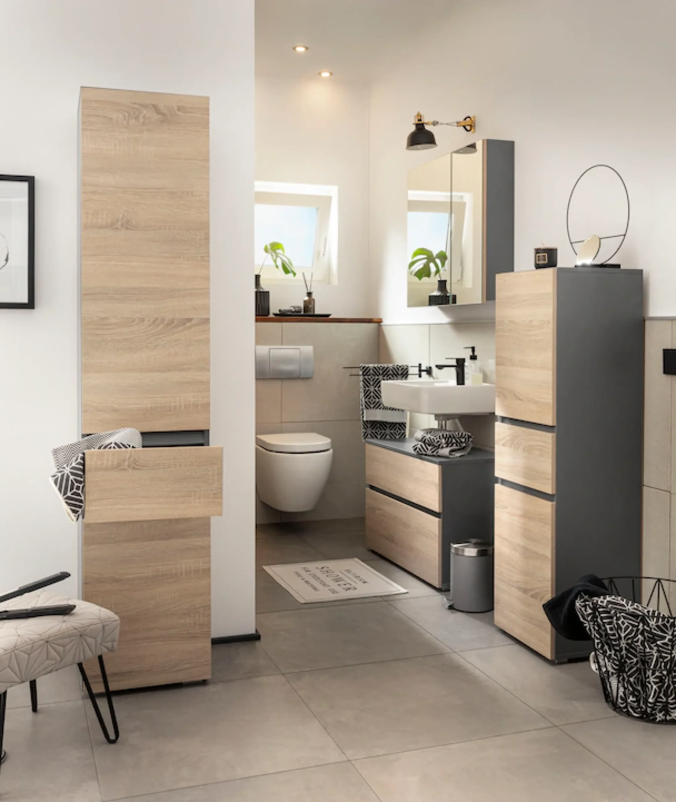 Home affaire Waschbeckenunterschrank »Wisla« Siphonausschnitt, Push-to-open-Funktion, Breite 80 cm, Höhe 55 cm