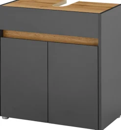 Home affaire Waschbeckenunterschrank »CITY/GIRON, Waschtisch mit Griffmulde, Badschrank in zeitlosem Design« in den Farben Weiß und Anthrazit verfügbar, viel Stauraum