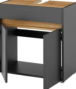 Home affaire Waschbeckenunterschrank »CITY/GIRON, Waschtisch mit Griffmulde, Badschrank in zeitlosem Design« in den Farben Weiß und Anthrazit verfügbar, viel Stauraum