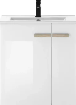 Home affaire Waschtisch »SOLiD, Unterschrank inkl. Waschbecken, Badschrank mit Holzgriffe« in zwei Farben verfügbar, inkl. Waschbecken, Breite 60 cm