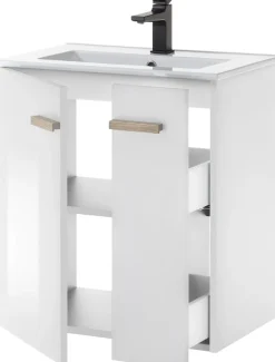 Home affaire Waschtisch »SOLiD, Unterschrank inkl. Waschbecken, Badschrank mit Holzgriffe« in zwei Farben verfügbar, inkl. Waschbecken, Breite 60 cm