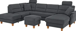 Home affaire Wohnlandschaft »Palmera U-Form, B: 308 cm, große Stoff + Leder Auswahl« optional Schlaffunktion & Bettkasten, Federkern, XXL-Wohnlandschaft